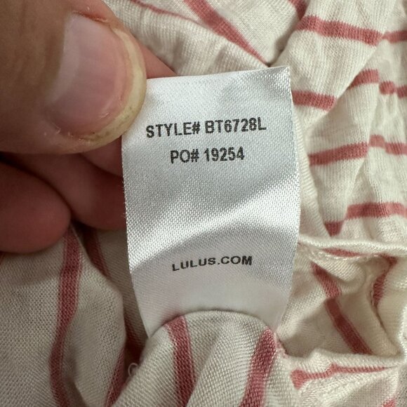 Lulus Womens Striped Off Shoulder Top XL Pink White Casual Lightweight - Picture 5 of 5